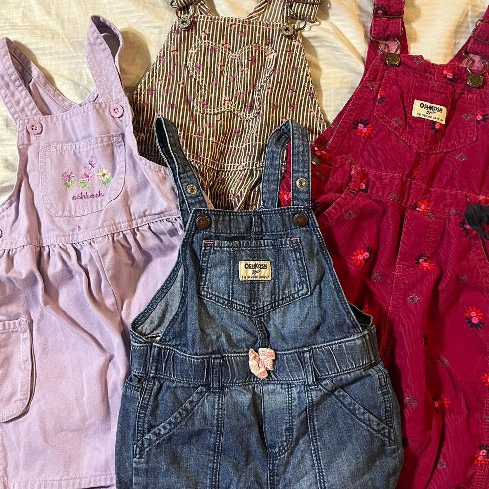 Lot of Four OshKosh B'gosh Girl’s Overalls